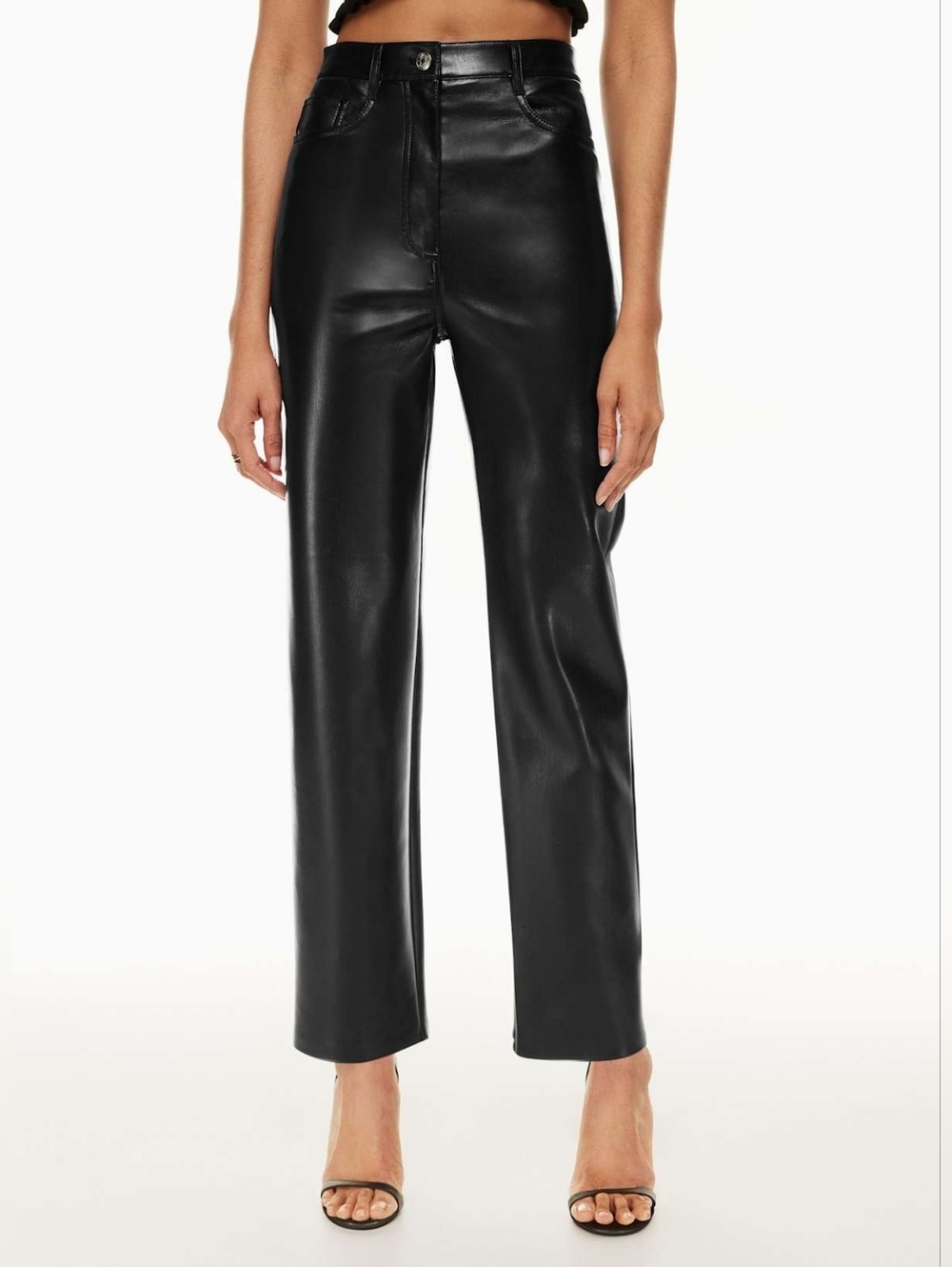 Aritzia Wilfred The Melina Black Faux Leather High Rise Straight Leg Pants